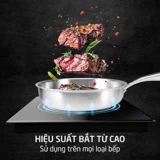 Chảo inox Hare HR-P2020 liền khối 5 lớp, chống dính cao cấp, dùng mọi loại bếp, tay cầm cách nhiệt