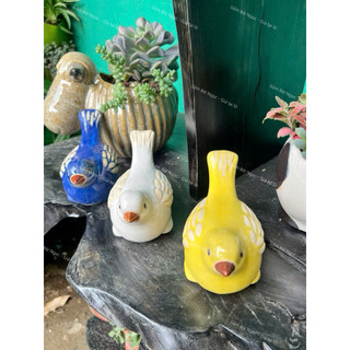 Chim Gốm Nhiều Màu Tráng Men Thuỷ Tinh - Trang Trí Tiểu Cảnh - Sân Vườn - Gốm Lái Thiêu - Gốm Bình Dương