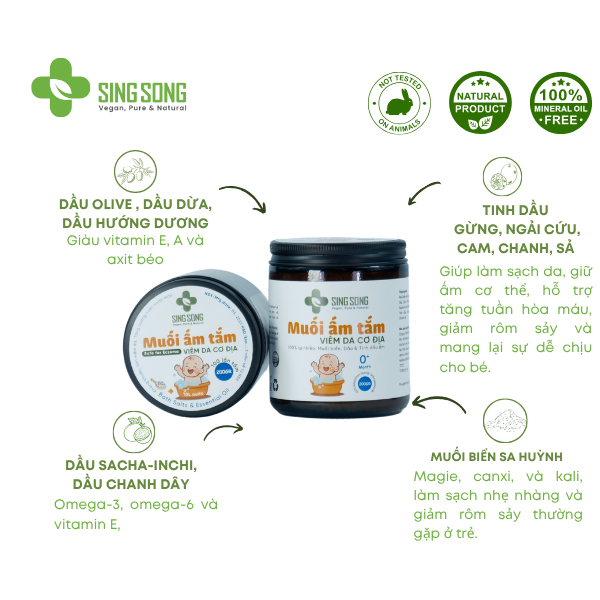 Muối Tắm Singsong. Giữ Ấm cơ thể  Viêm Da Cơ Địa - 200gr