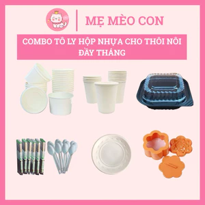 Combo bộ 13 ly, tô giấy kèm nắp, dĩa, hộp, khuôn xôi... dùng cúng đầy tháng, thôi nôi,cúng căn