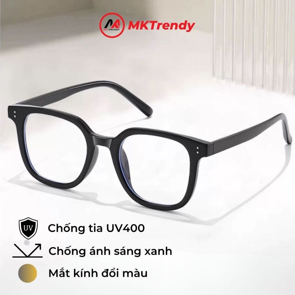 Kính râm đổi màu MKTRENDY gọng vuông nhựa dẻo chống tia UV chống ánh sáng xanh thời trang nam nữ