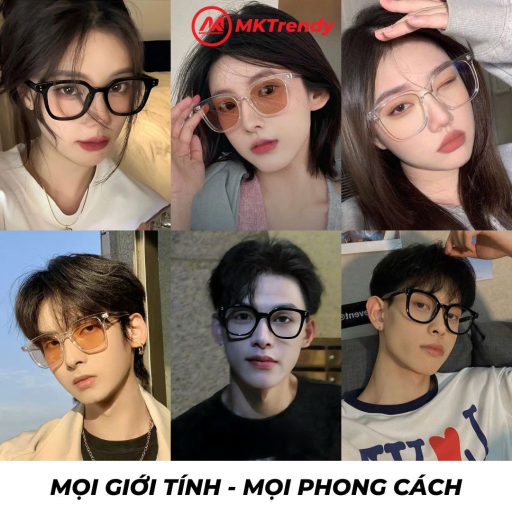 Kính đổi màu nam nữ MKTRENDY gọng vuông nhựa dẻo cao cấp chống tia UV chống ánh sáng xanh thời trang X17