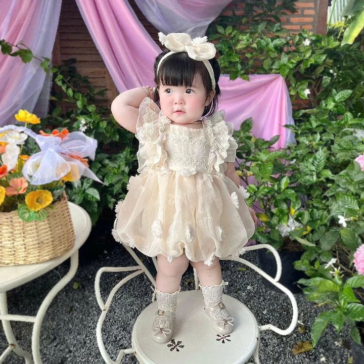 Girls' Beige Newborn Dress 3-11kg RIOKIDS BD256 – 11 kg – 5