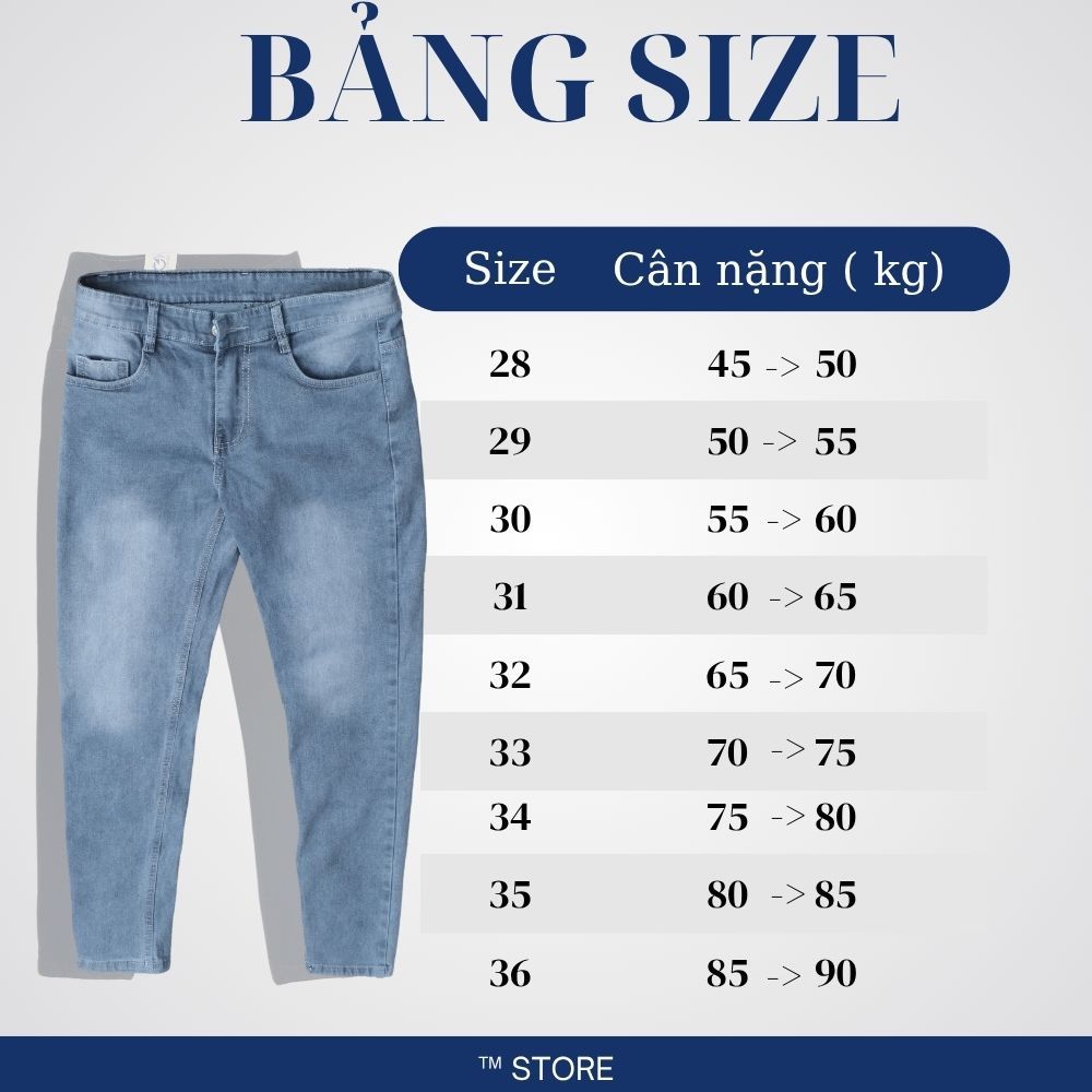 Quần Jean Nam Co Giãn Form Slimfit, Xanh Nhạt Wash Sáng Trẻ Trung