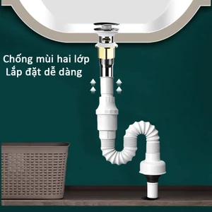 Ống xả lavabo inox – ngăn mùi hôi, chống tắc, lắp đặt dễ, dùng cho chậu rửa phổ thông