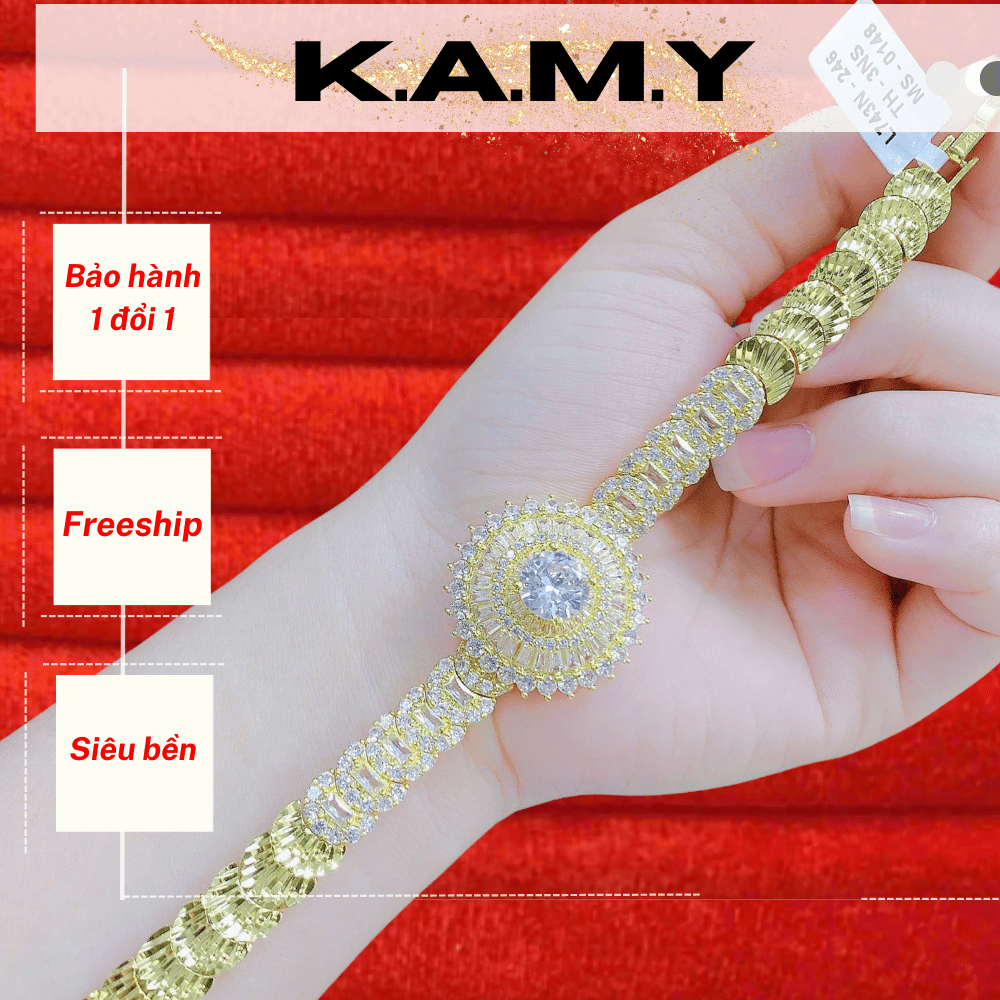 Lắc tay nữ đính đá bản tròn sang trọng phong cách Hàn Quốc - Phụ Kiện Nữ Sang Quà Tặng Người Yêu