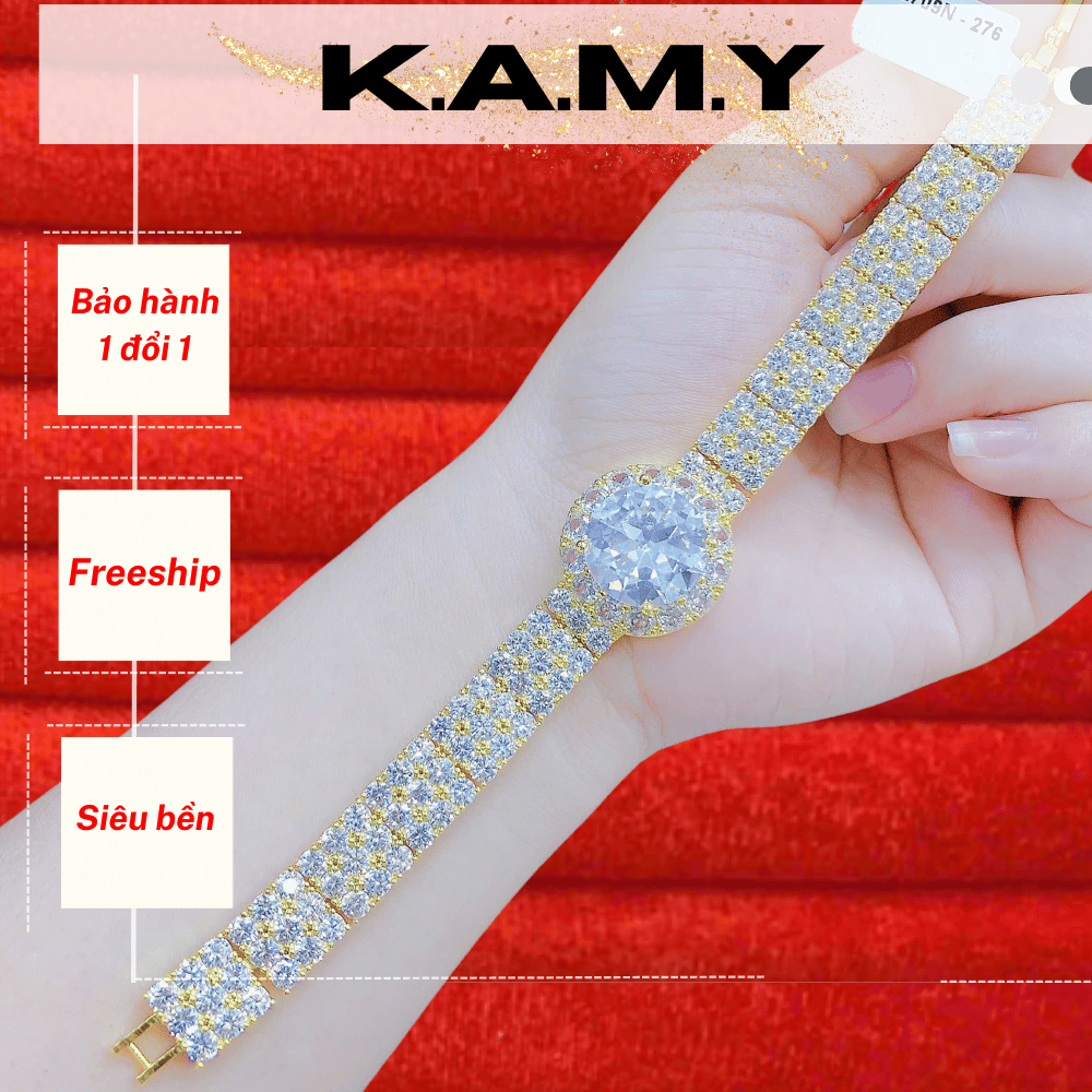 Lắc tay nữ đính đá bản tròn sang trọng phong cách Hàn Quốc - Phụ Kiện Nữ Sang Quà Tặng Người Yêu