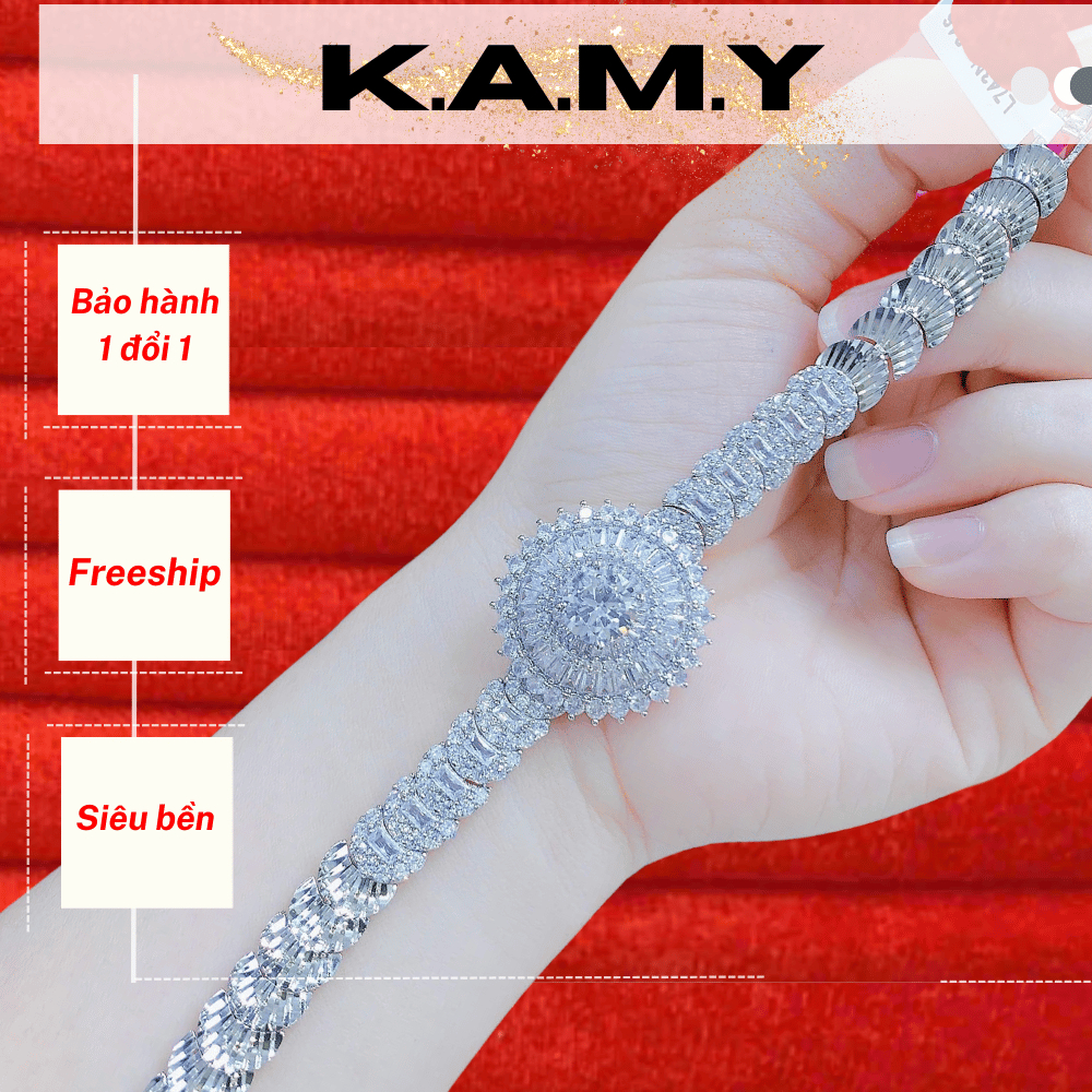 Lắc tay nữ đính đá bản tròn sang trọng phong cách Hàn Quốc - Phụ Kiện Nữ Sang Quà Tặng Người Yêu
