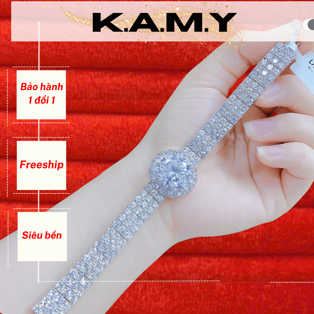 Lắc tay nữ đính đá bản tròn sang trọng phong cách Hàn Quốc - Phụ Kiện Nữ Sang Quà Tặng Người Yêu