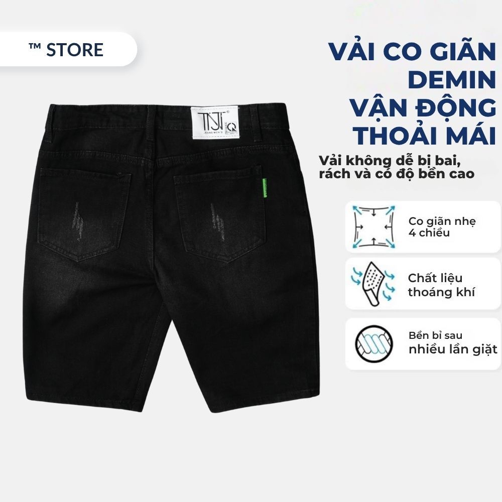 QUẦN JEAN NAM - QUÀN SHORT JEAN NAM MÀU ĐEN WAX SÁNG CÀO RÁCH TẠO ĐIỂM NHẤN ,HOT TREND HÀN QUỐC,SKINY