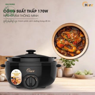 Nồi nấu chậm Hare HR SC535 dung tích 3.5L, lòng gốm cao cấp, hầm cháo, canh, yến Thơm Ngon