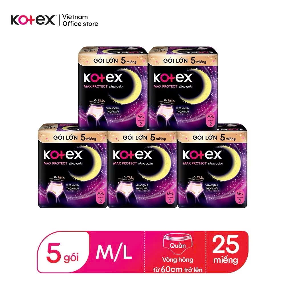 Combo 5 gói Băng vệ sinh Kotex M-L5 ban đêm dạng quần HoaLinh-homeShop