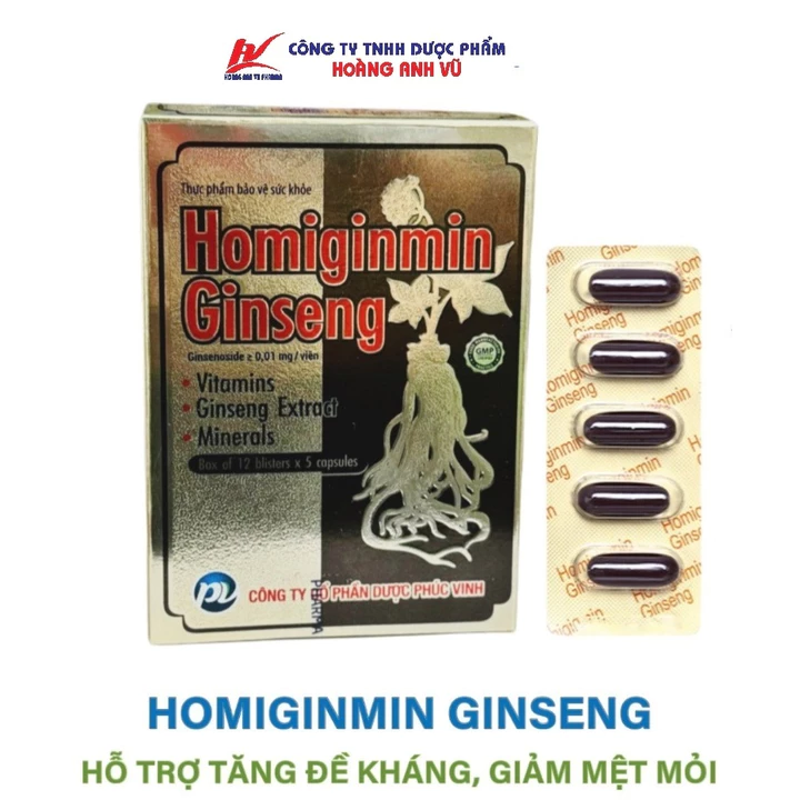 HOMIGINMIN GINSENG PV - VIÊN UỐNG NHÂN SÂM HỖ TRỢ TĂNG ĐỀ KHÁNG GIẢM MỆT MỎI - HỘP 60 VIÊN