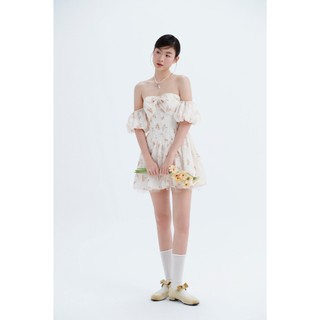 Đầm OLV hoa corset trễ vai tôn dáng Mallory tiểu thư điệu đà phù hợp đi chơi đi cà phê