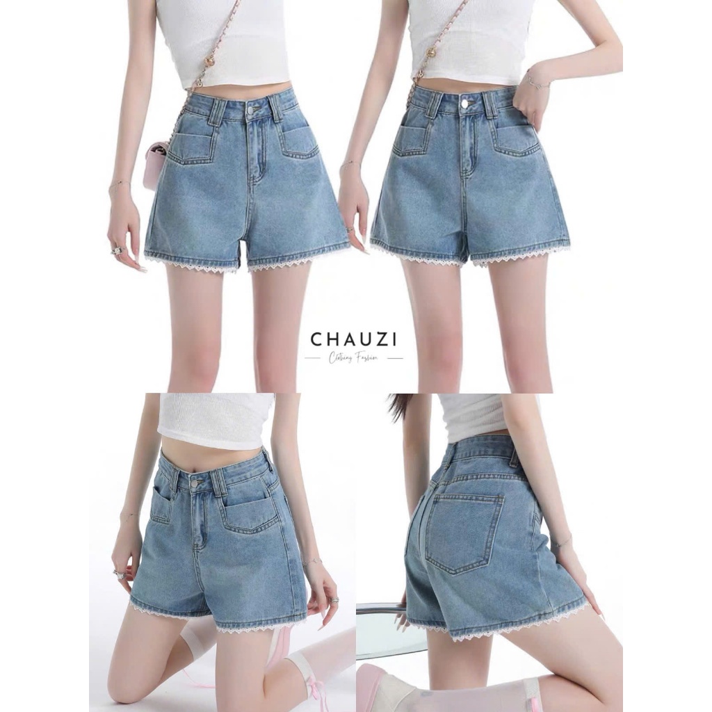 [MỞ BÁN]QUẦN SHORT JEANS ĐÙI NỮ LƯNG CAO PHỐI REN LƯNG MÀU TRẮNG ĐEN KEM SIÊU CÁ TÍNH XỊN SÒ QS890