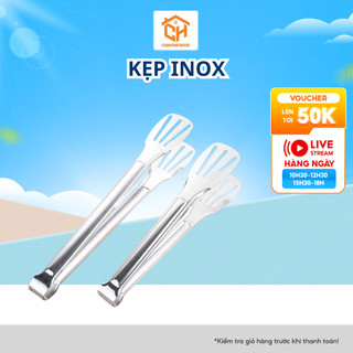 Kẹp Inox Gắp Thức Ăn 3 Rãnh, Đồ Nướng, Chiên Rán - Dụng Cụ Gắp Đồ Nóng Cam Homeware