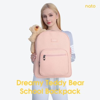 Balo nữ gấu Natoli đi học nhiều ngăn cute hàn quốc thời trang Dreamy Teddy Bear School Backpack B16