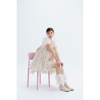 Đầm babydoll OLV ngắn tay bồng cổ vuông họa tiết nơ dễ thương Willis phù hợp đi chơi