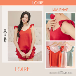 Bộ Ngủ 2 Dây Lụa Ngọc Trai Loire Mềm Mịn Dáng Suông Thoải Mái BHDN07