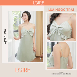 Váy Ngủ Lụa Hồng Phối Nơ Điệu Đà Loirechic VNS06