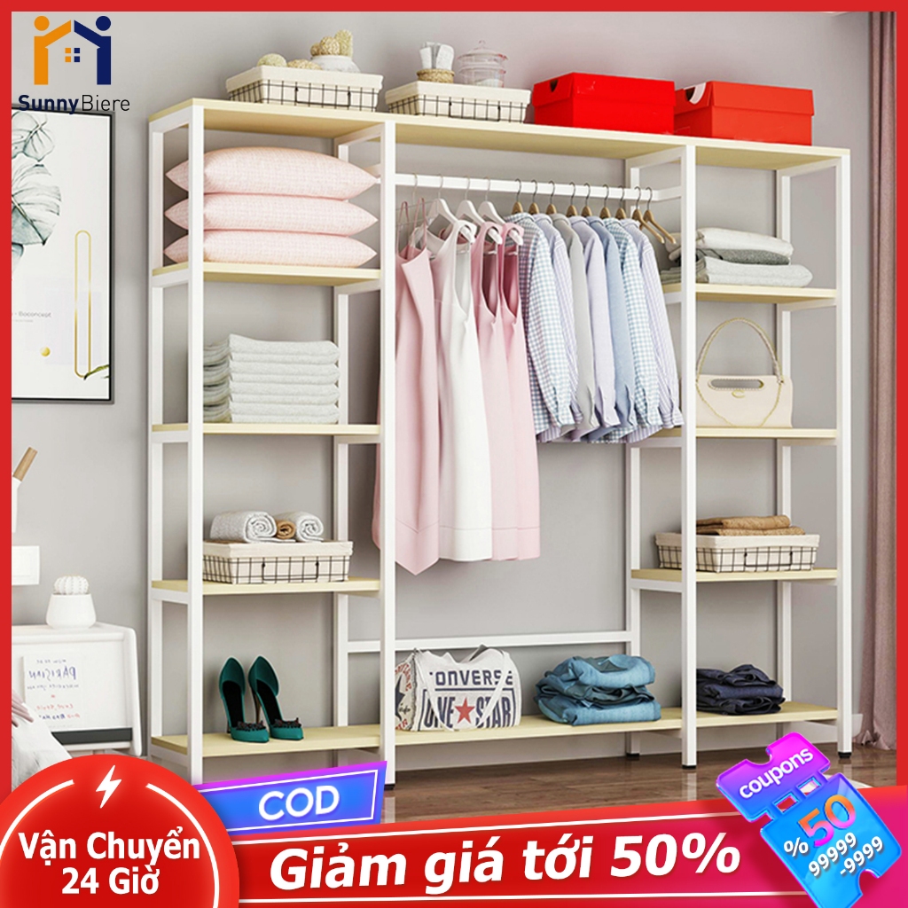 SUNNY Giá treo quần áo mở kết hợp đa tầng tháo lắp linh hoạt tiết kiệm không gian cho phòng nhỏ