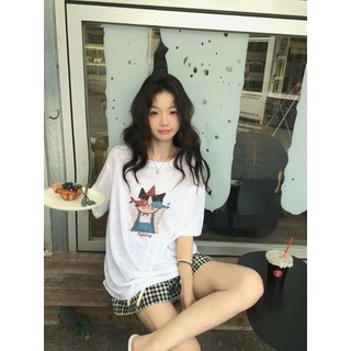 Áo thun ngắn tay cotton in hình, áo phông ngắn mặc đi chơi đi học cho nữ, in hình Hàn Quốc.
