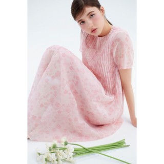 Đầm OLV kiểu voan hoa dáng suông xếp li có kèm dây Bettina nhiều màu thanh lịch nữ tính