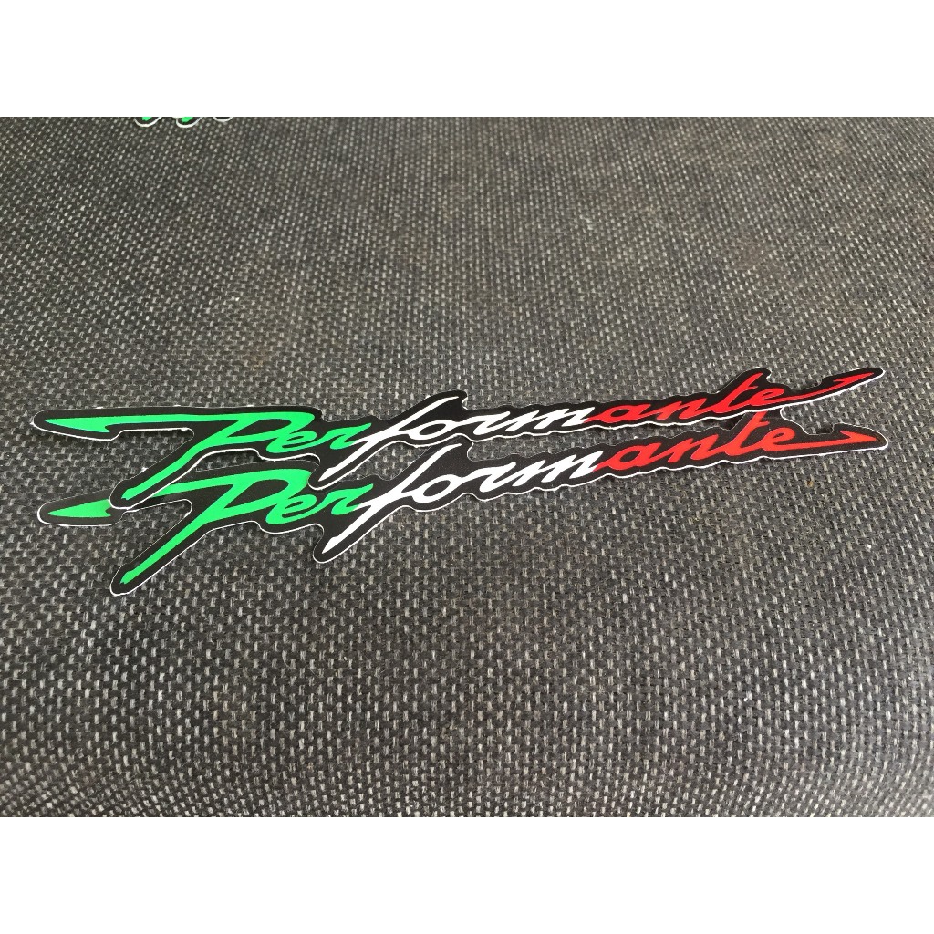 Cặp chữ Performante 3 màu cờ Ý. Decal logo sticker cao cấp dán sườn xe, chống nước
