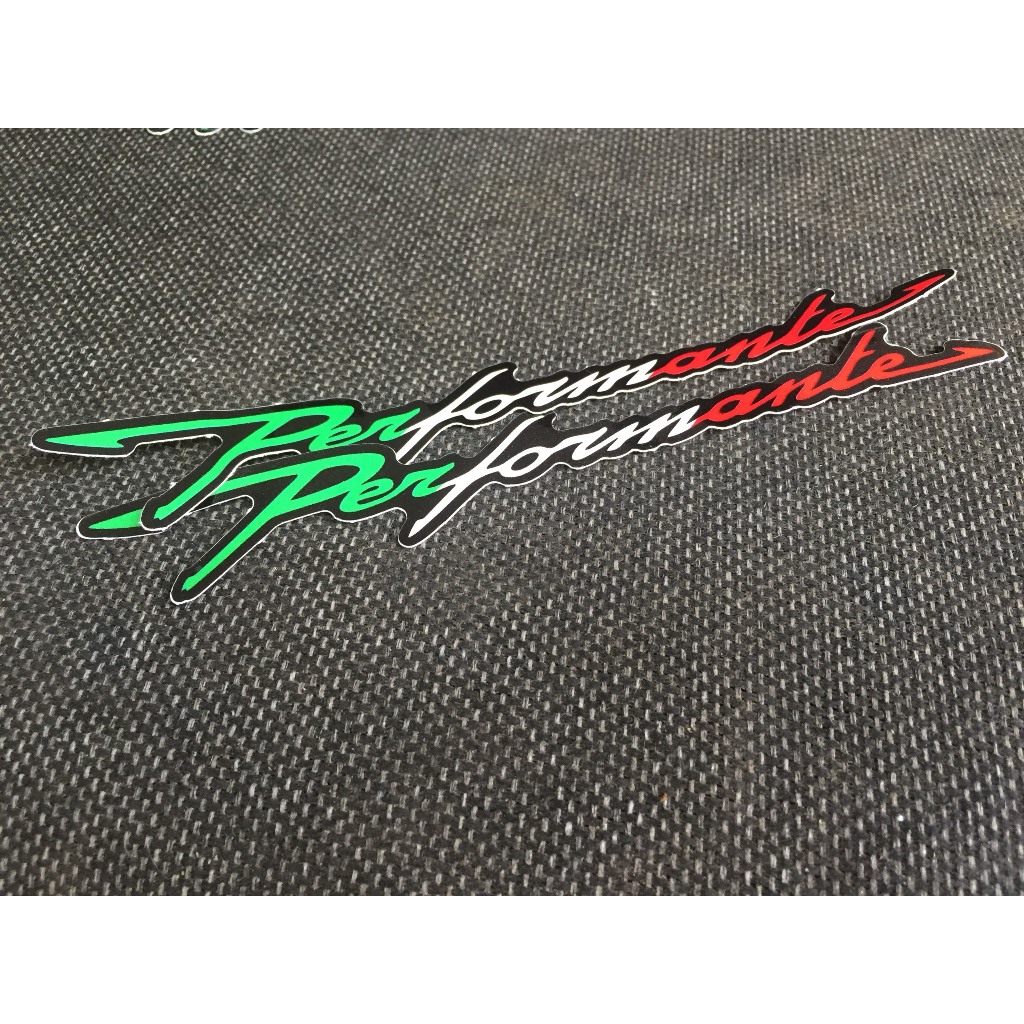 Cặp chữ Performante 3 màu cờ Ý. Decal logo sticker cao cấp dán sườn xe, chống nước