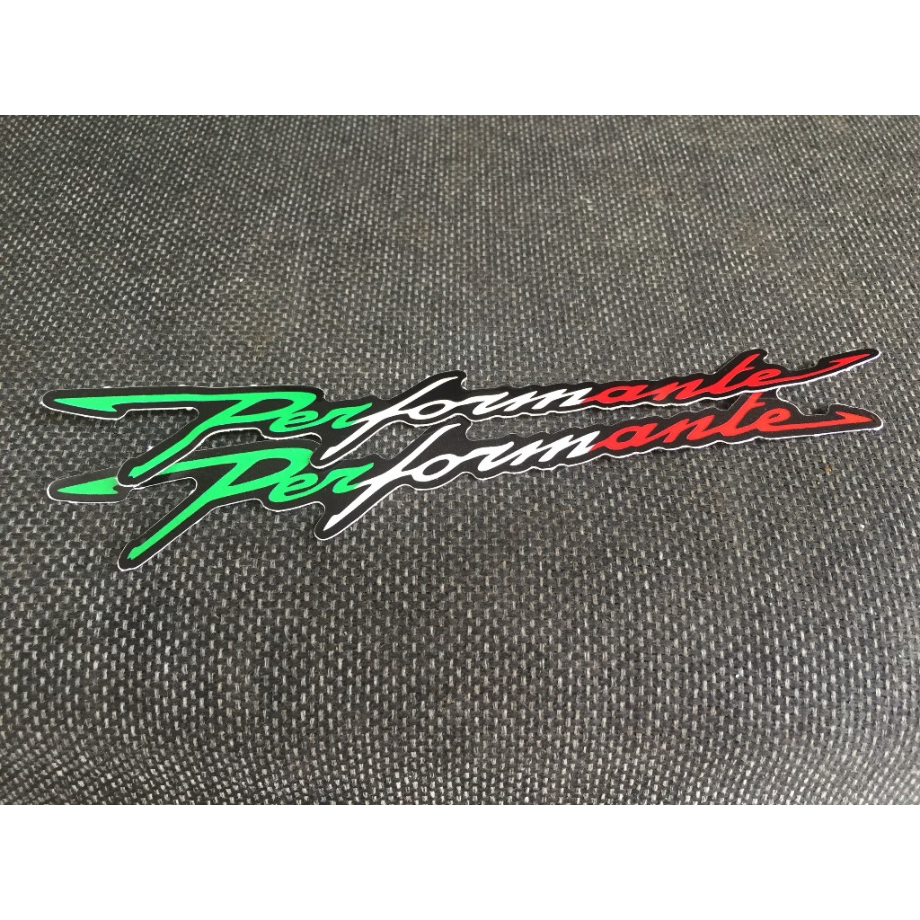 Cặp chữ Performante 3 màu cờ Ý. Decal logo sticker cao cấp dán sườn xe, chống nước
