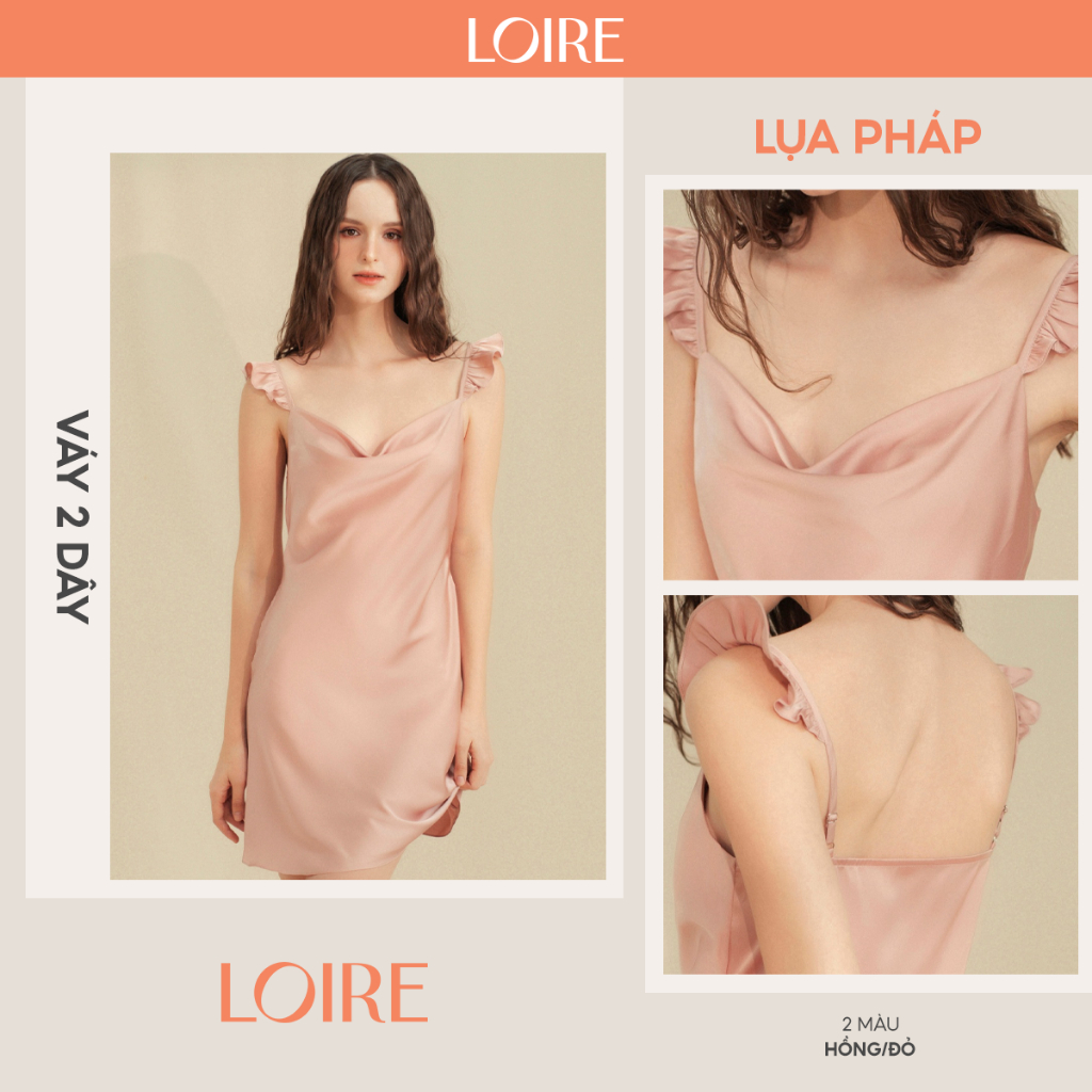 Váy Ngủ Lụa 2 Dây Tay Cánh Tiên Loirechic FDMN250310