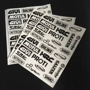 Bộ logo trong suốt [giá 1 tờ]. Hình dán decal siêu dính, chống nước, tem đua trang trí xe máy
