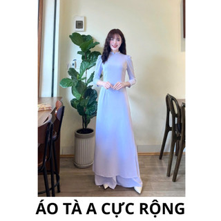 Áo dài học sinh tay phồng lụa mỹ mềm mịn mát tay lỡ cổ v đi học, kỉ yếu, hội khóa 2025