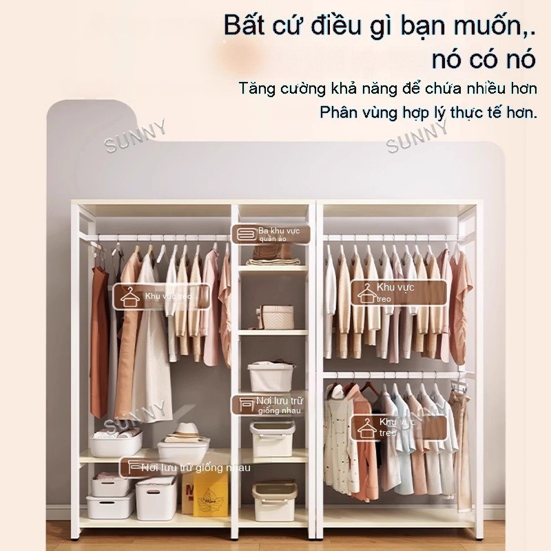 SUNNY Giá treo quần áo mở kết hợp đa tầng tháo lắp linh hoạt tiết kiệm không gian cho phòng nhỏ