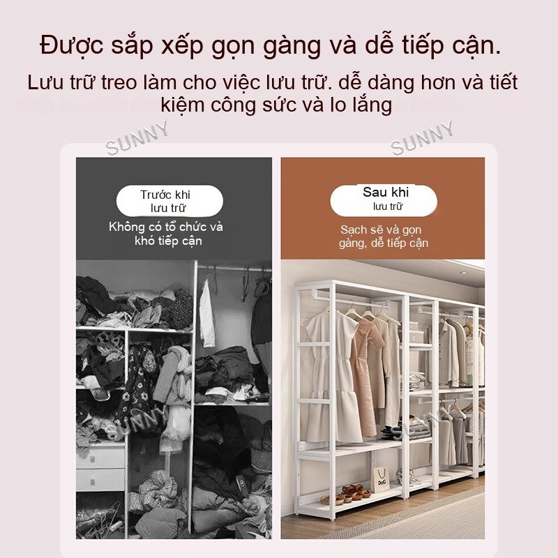 SUNNY Giá treo quần áo mở kết hợp đa tầng tháo lắp linh hoạt tiết kiệm không gian cho phòng nhỏ