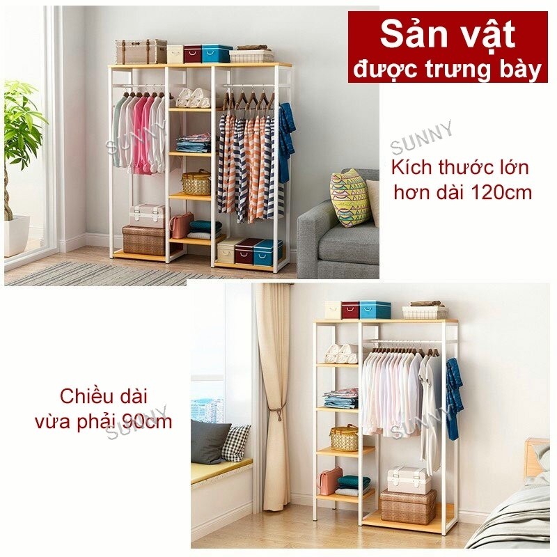 SUNNY Giá treo quần áo mở kết hợp đa tầng tháo lắp linh hoạt tiết kiệm không gian cho phòng nhỏ