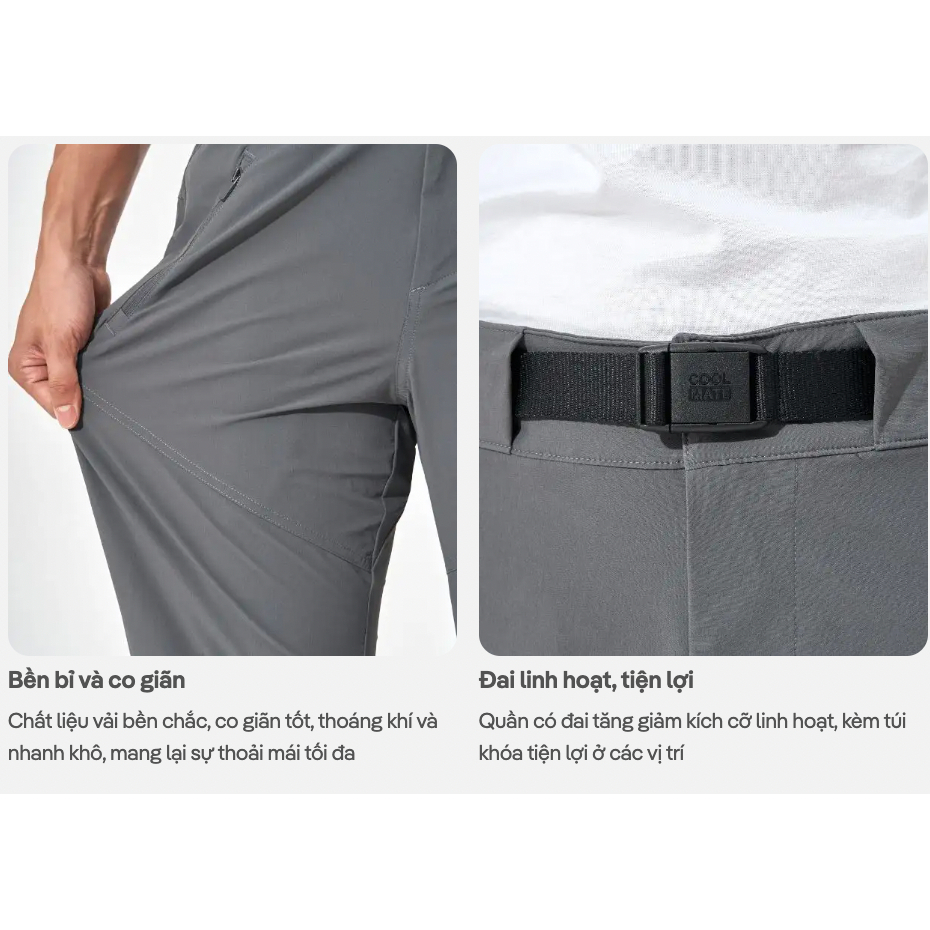 [TẶNG QUÀ ĐƠN 329K]Quần dài Outdoor Function Pants có đai túi khoá đa năng co giãn, quần leo núi trekking Coolmate