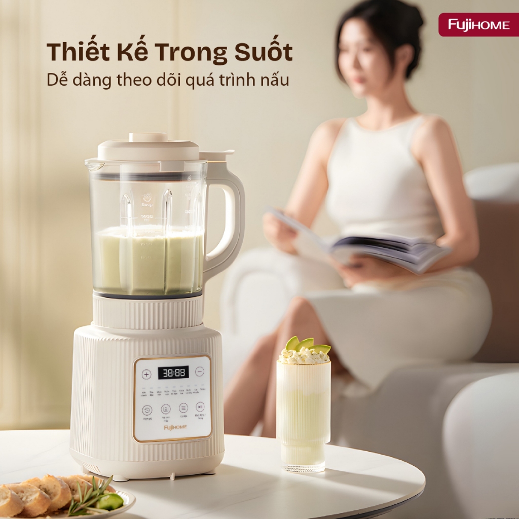 Máy xay sữa hạt Nhập Khẩu FUJIHOME SM01A, Máy xay 9 chức năng màn hình cảm ứng, hẹn giờ lên đến 12h