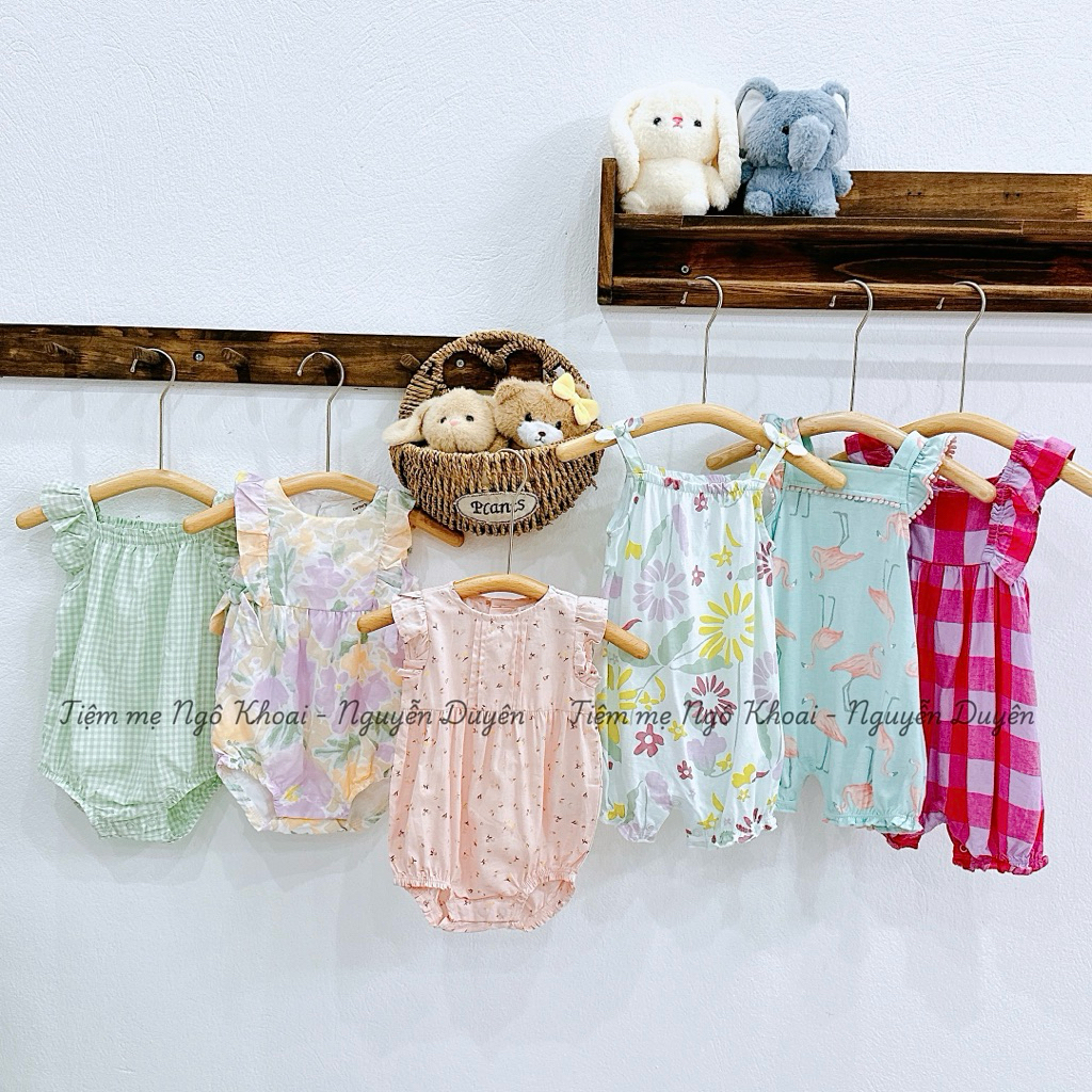 [MD212] 3/6-6/9M Body đùi bé gái chất liệu cotton xuất xịn cho bé yêu