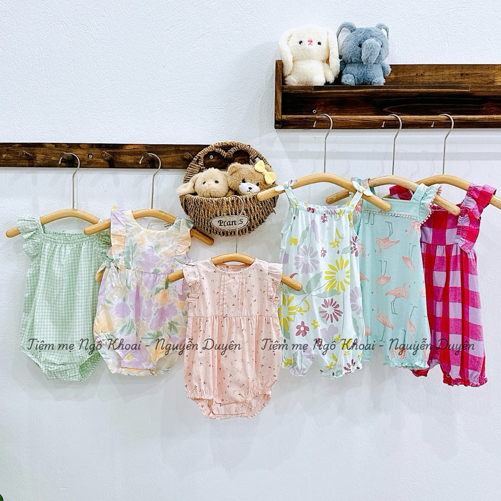 [MD212] 3/6-6/9M Body đùi bé gái chất liệu cotton xuất xịn cho bé yêu