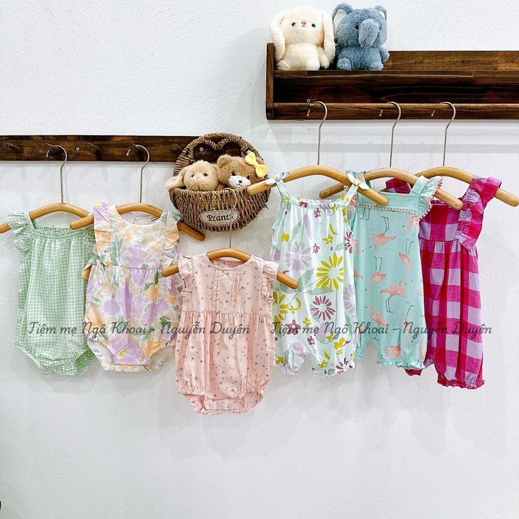 [MD212] 3/6-6/9M Body đùi bé gái chất liệu cotton xuất xịn cho bé yêu