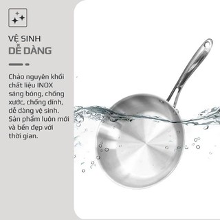 Chảo inox 304 Engler cạn lòng đúc nguyên khối đáy 5 lớp, dẫn nhiệt nhanh, bền đẹp an toàn