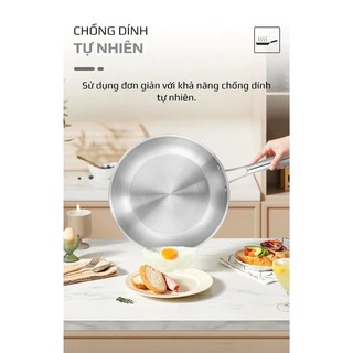 Chảo inox 304 Engler cạn lòng đúc nguyên khối đáy 5 lớp, dẫn nhiệt nhanh, bền đẹp an toàn