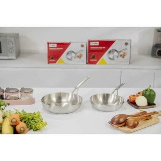 Chảo inox 304 Engler cạn lòng đúc nguyên khối đáy 5 lớp, dẫn nhiệt nhanh, bền đẹp an toàn
