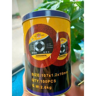 Hộp 100 viên - đá cắt sắt,inox  hiệu Lionking 2 màu xanh,đỏ (107x1.2x16mm) Hàng loại 1.