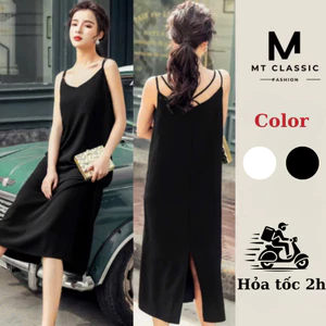 Đầm suông 2 dây dài, váy đầm maxi vải lụa mango hai lớp cao cấp mềm mịn, thoáng mát, không nhăn - MT CLASSIC