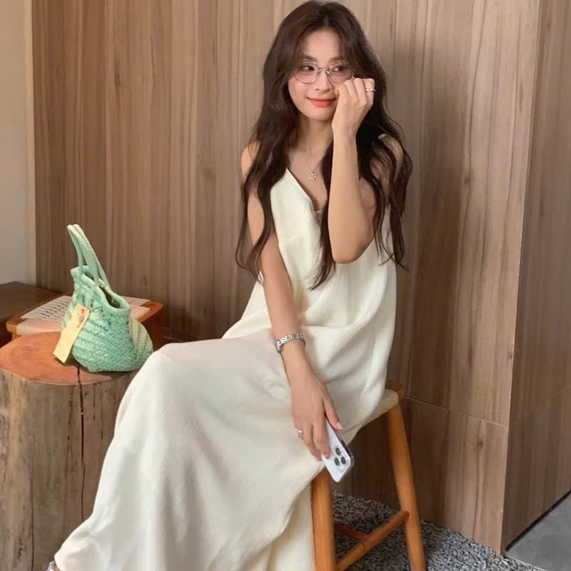 ( Hỏa tốc ) Đầm suông 2 dây dài, váy đầm maxi vải lụa mango hai lớp cao cấp mềm mịn, thoáng mát, không nhăn - MT CLASSIC