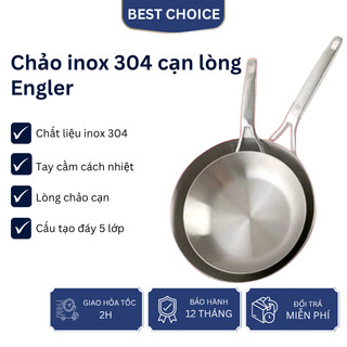Chảo inox 304 Engler cạn lòng đúc nguyên khối đáy 5 lớp, dẫn nhiệt nhanh, bền đẹp an toàn