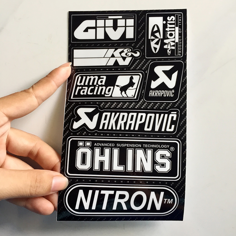 [1 tờ] Tem trắng đen, hình dán trang trí xe máy. Decal chống nước không bay màu. Bóng / nhám tùy thích