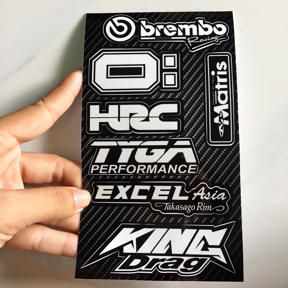 [1 tờ] Tem trắng đen, hình dán trang trí xe máy. Decal chống nước không bay màu. Bóng / nhám tùy thích